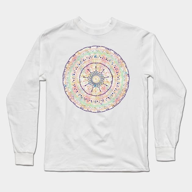 Whimsical watercolor tribal doodles mandala Long Sleeve T-Shirt by InovArtS